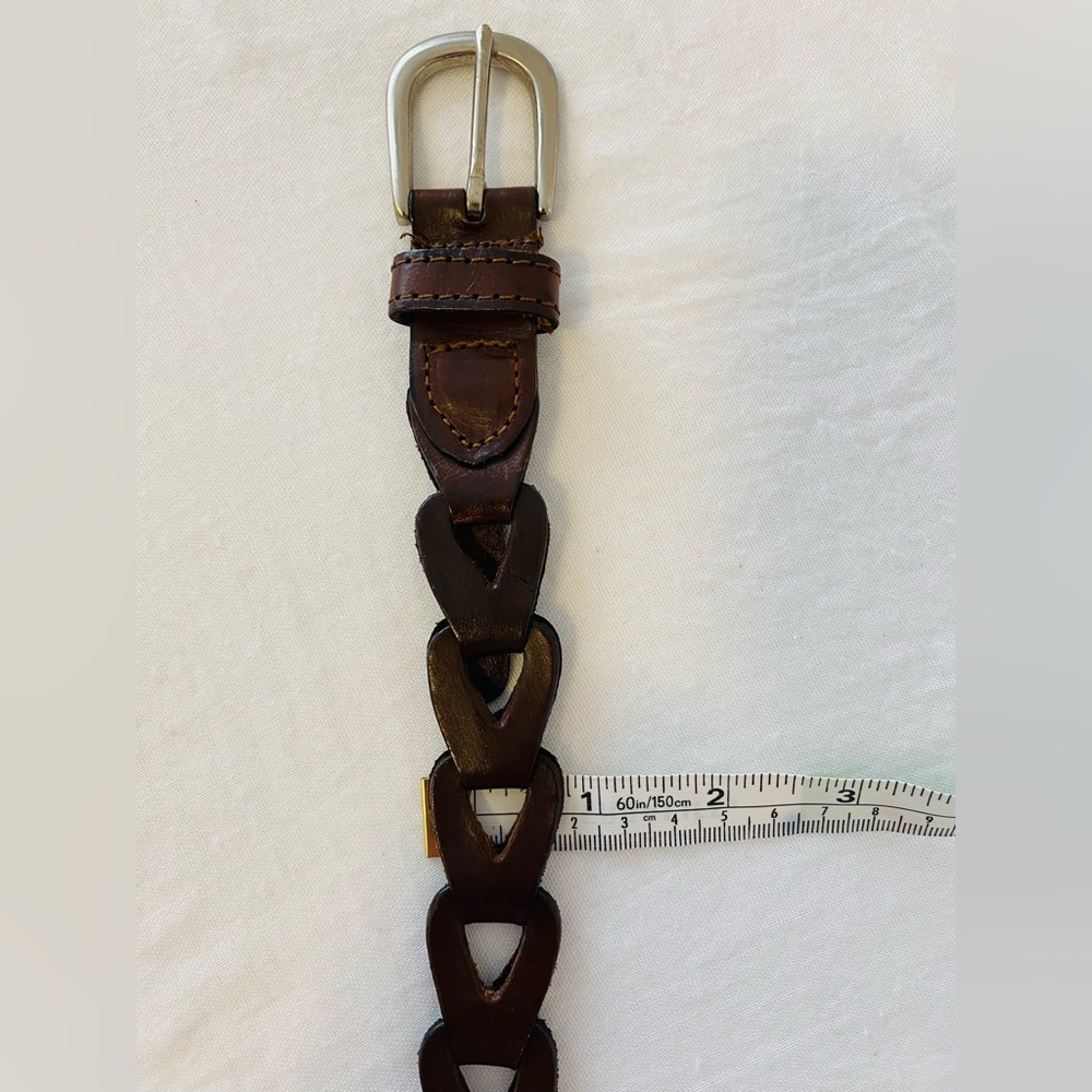 Braided Brown Leather Waist Belt - Small to Medium - Picture 5 of 8